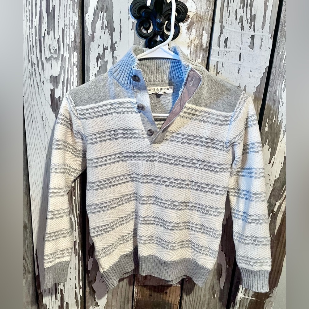 Hope & Henry sweater gray & white with Elbow Patches size medium boys - Picture 3 of 5